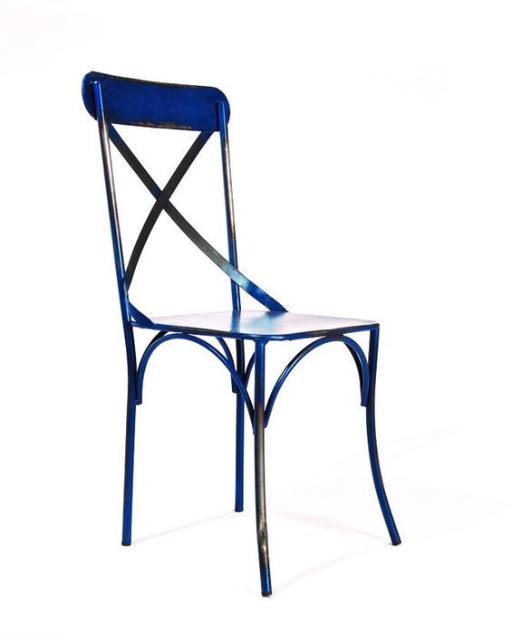 Chaises en métal bleu vieilli Lola - Lot de 2 - Photo n°4
