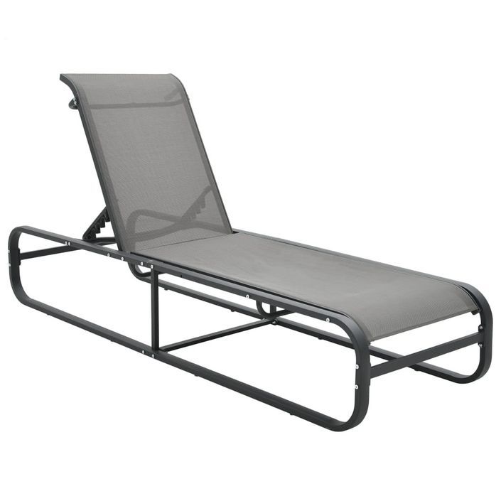 Chaises longues 2 pcs avec table Textilène et aluminium - Photo n°3