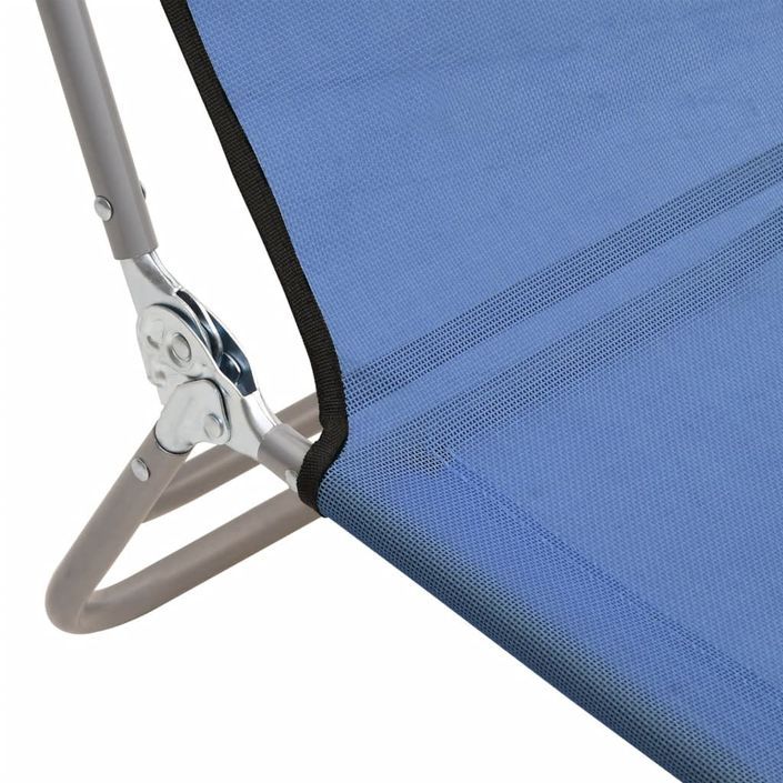 Chaises longues pliables 2 pcs bleu textilène et acier - Photo n°10