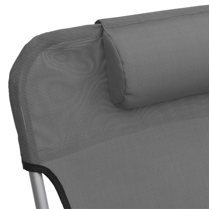 Chaises longues pliables 2 pcs gris textilène et acier - Photo n°9