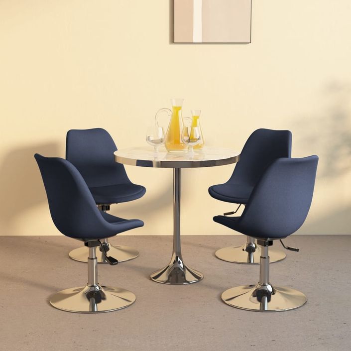 Chaises pivotantes de salle à manger 4 pcs Bleu Tissu 3 - Photo n°1