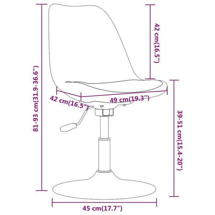 Chaises pivotantes de salle à manger 6 pcs Violet Tissu 3 - Photo n°9