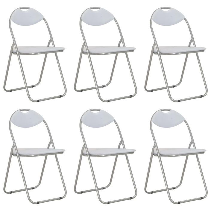 Chaises pliantes de salle à manger 6 pcs Blanc Similicuir - Photo n°1