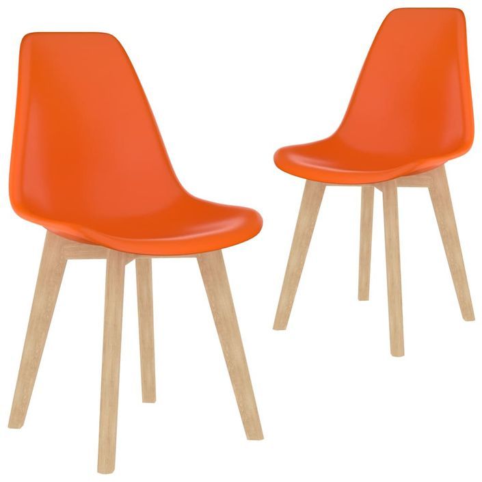 Chaises scandinave bois clair et assise orange Norva - Lot de 2 - Photo n°1