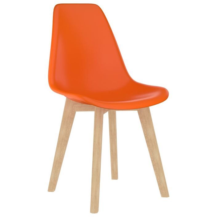 Chaises scandinave bois clair et assise orange Norva - Lot de 2 - Photo n°2