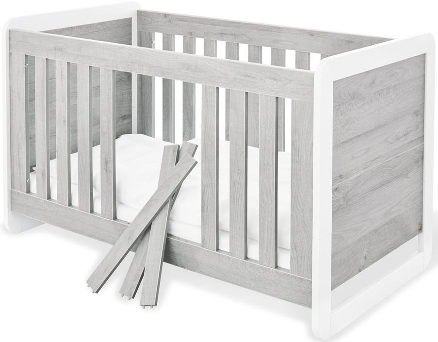 Chambre bébé 3 pièces laqué blanc et frêne gris Curve 70x140 cm - Photo n°2
