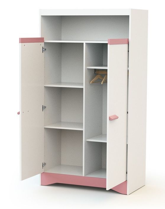 Chambre bébé 3 pièces lit commode et armoire blanc et rose Cotillon 60x120 cm - Photo n°7