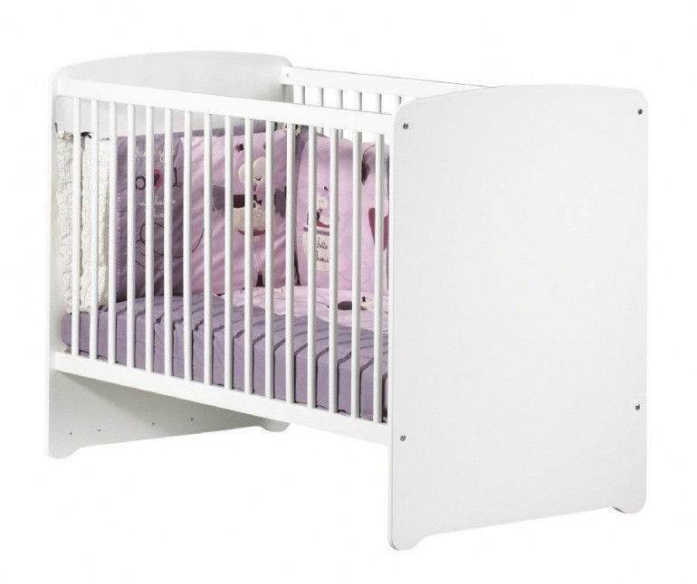 Chambre bébé Basic lit 60x120 cm armoire et commode à langer laqué blanc - Photo n°5