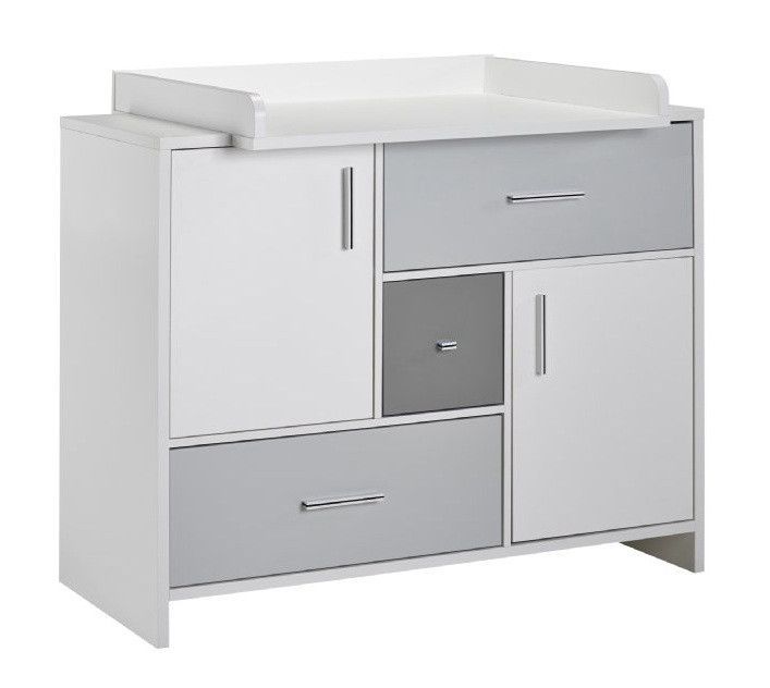 Chambre bébé Candy Grey lit évolutif 70x140 cm commode à langer et armoire bois blanc et gris - Photo n°4