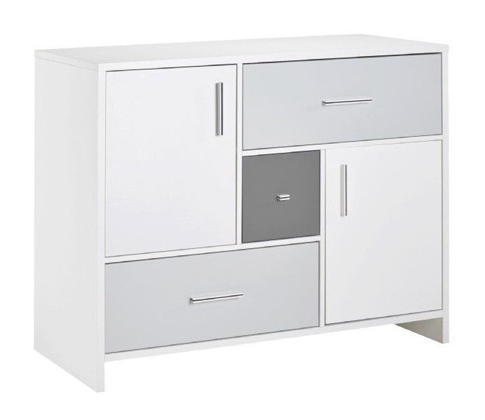 Chambre bébé Candy Grey lit évolutif 70x140 cm commode à langer et armoire bois blanc et gris - Photo n°5