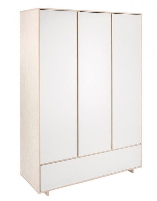 Chambre bébé Capri lit 70x140 cm commode et armoire bois clair et blanc - Photo n°6
