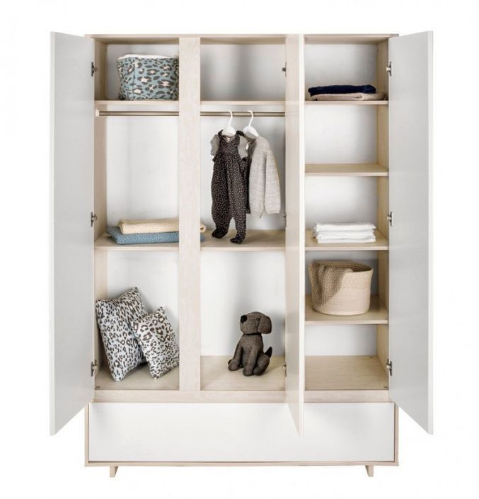 Chambre bébé Capri lit 70x140 cm commode et armoire bois clair et blanc - Photo n°7