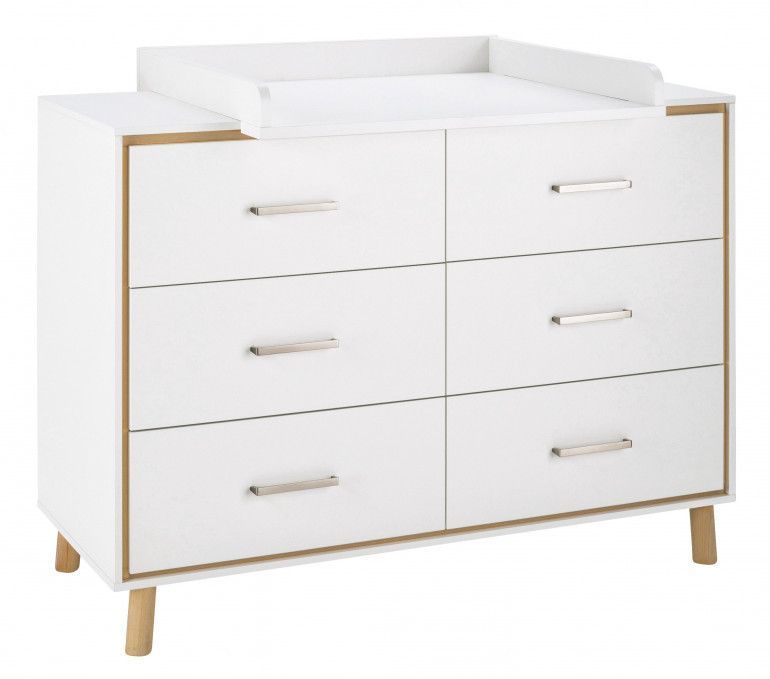 Chambre bébé Coco lit évolutif 70x140 cm commode et armoire bois blanc et hêtre - Photo n°4