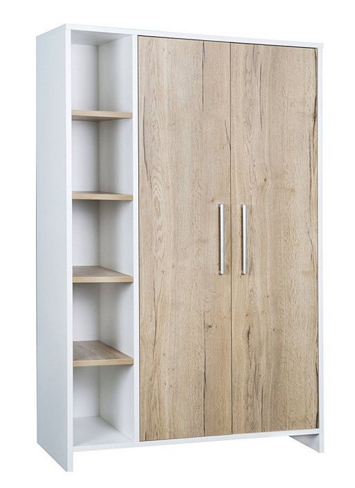 Chambre bébé Eco Plus lit 70x140 cm commode à langer et armoire bois blanc et chêne - Photo n°5
