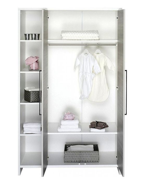 Chambre bébé Eco Silber lit 70x140 cm commode à langer et armoire 2 portes bois blanc et pin argenté - Photo n°6