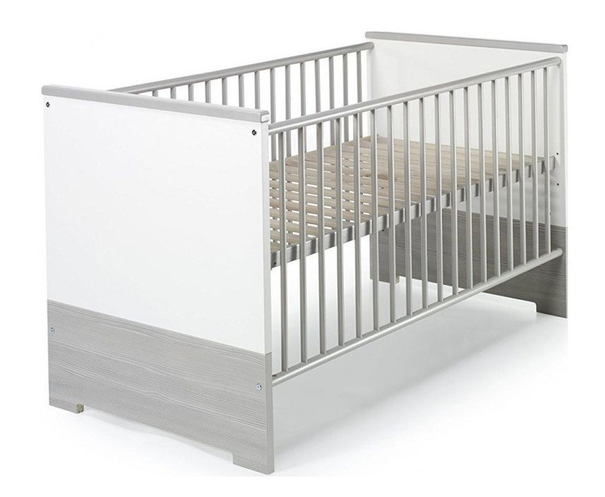 Chambre bébé Eco Silber lit évolutif 70x140 cm commode à langer et armoire 2 portes bois blanc et pin argenté - Photo n°2