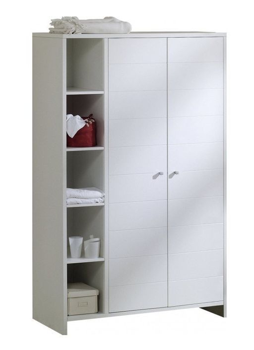 Chambre bébé Eco Stripe lit 70x140 cm commode à langer et armoire bois laqué blanc - Photo n°4