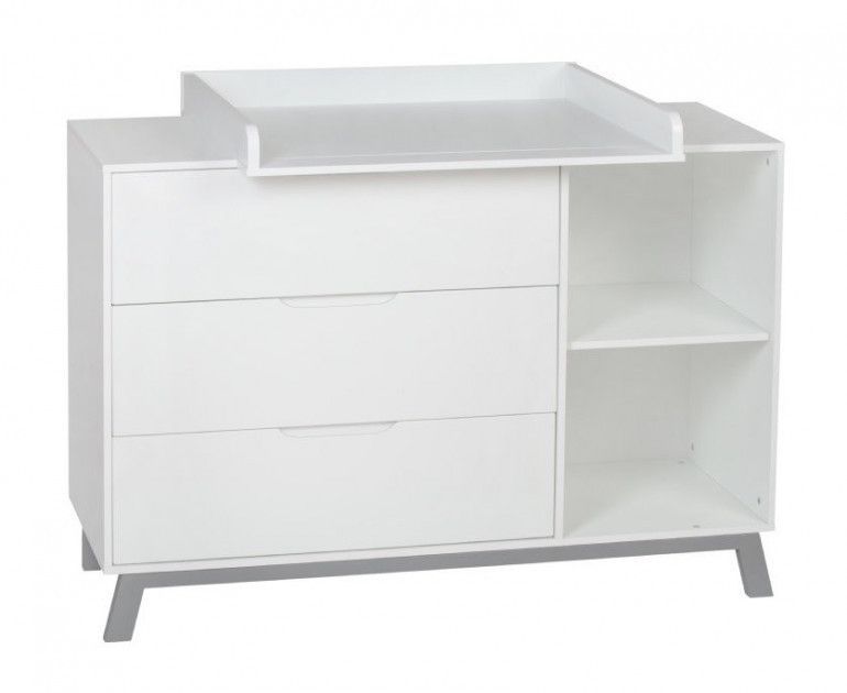 Chambre bébé Florence lit évolutif 70x140 cm commode et armoire laqué blanc - Photo n°4