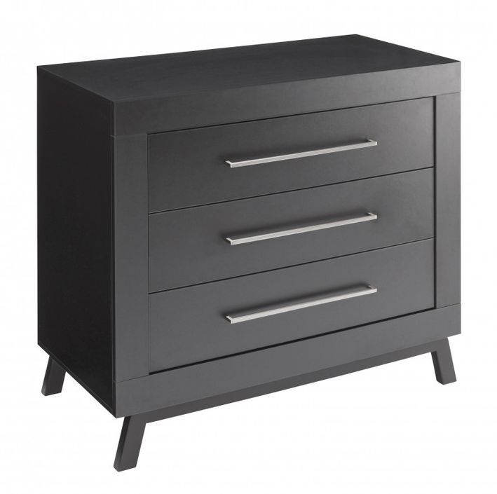 Chambre bébé Miami lit évolutif 70x140 cm commode et armoire 3 portes bois noir - Photo n°6