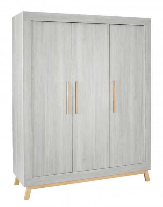 Chambre bébé Miami lit évolutif 70x140 cm commode et armoire bois gris et hêtre - Photo n°5