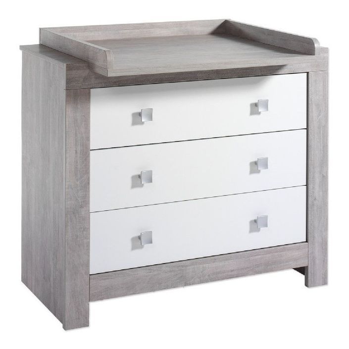 Chambre bébé Nordic Driftwood lit évolutif 70x140 cm commode et armoire 3 portes bois gris et blanc - Photo n°4