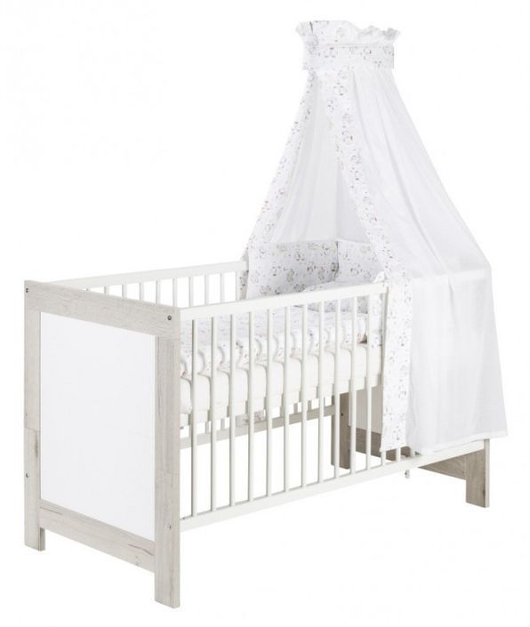 Chambre bébé Nordic Halifax lit 70x140 cm commode et armoire bois blanc et gris - Photo n°7