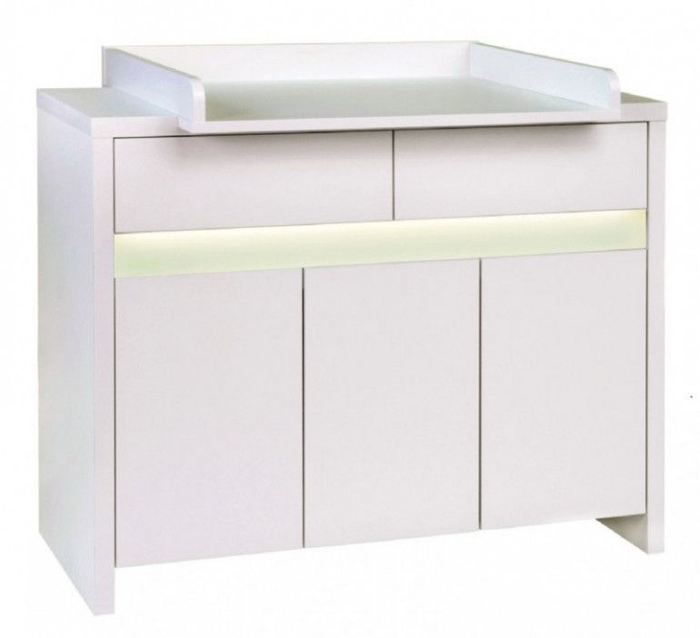 Chambre bébé Planet White lit évolutif 70x140 cm commode à langer et armoire laqué blanc - Photo n°4