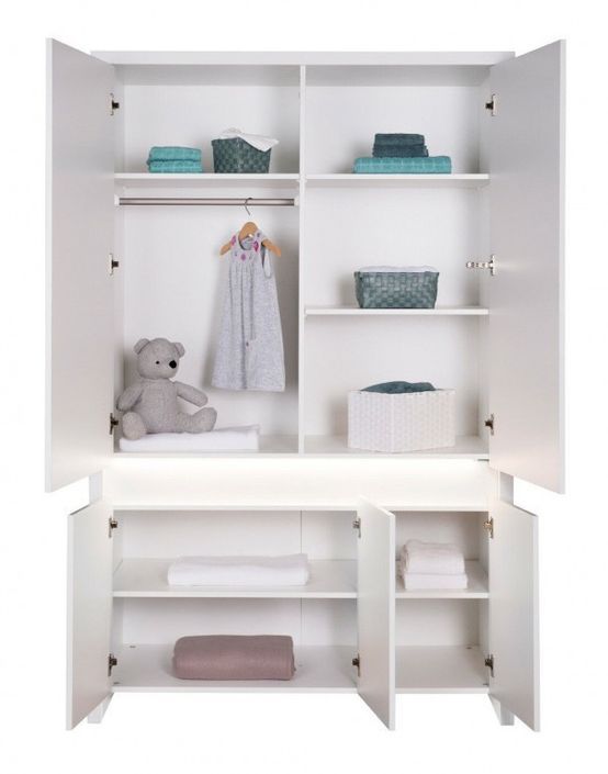 Chambre bébé Planet White lit évolutif 70x140 cm commode à langer et armoire laqué blanc - Photo n°6