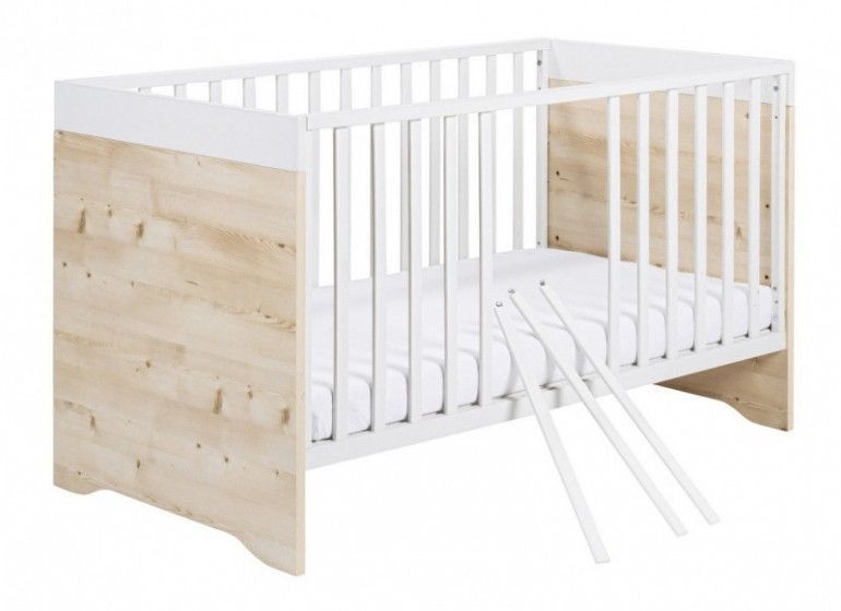Chambre bébé Timber lit 70x140 cm commode et armoire bois blanc et pin - Photo n°2