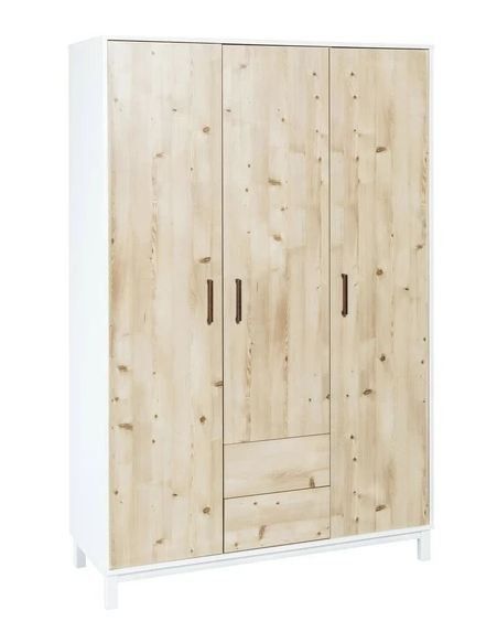 Chambre bébé Timber lit 70x140 cm commode et armoire bois blanc et pin - Photo n°6
