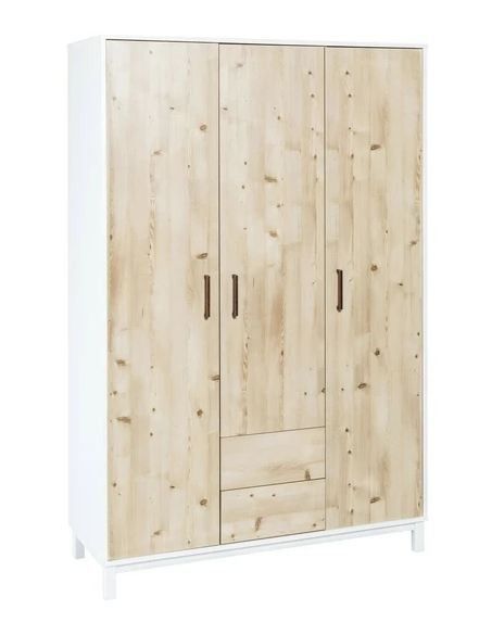 Chambre bébé Timber lit évolutif 70x140 cm commode et armoire bois blanc et pin - Photo n°5