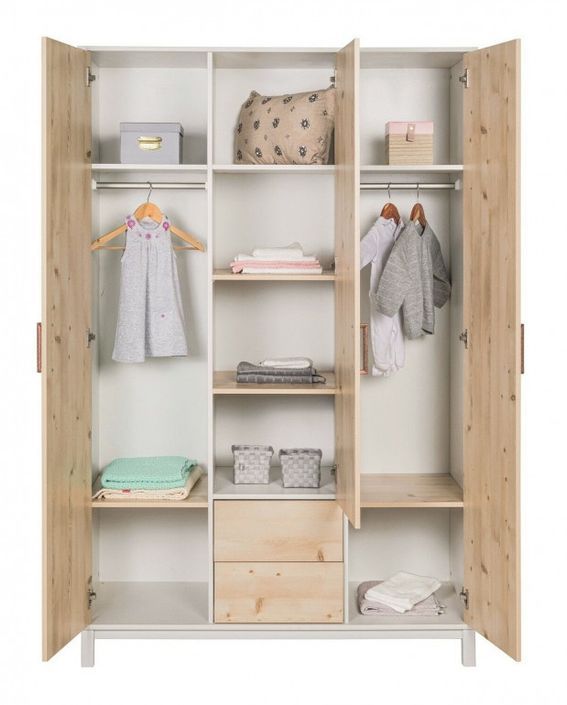 Chambre bébé Timber lit évolutif 70x140 cm commode et armoire bois blanc et pin - Photo n°6