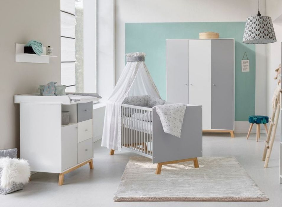 Chambre bébé Vegas lit évolutif 70x140 cm commode et armoire bois gris - Photo n°1