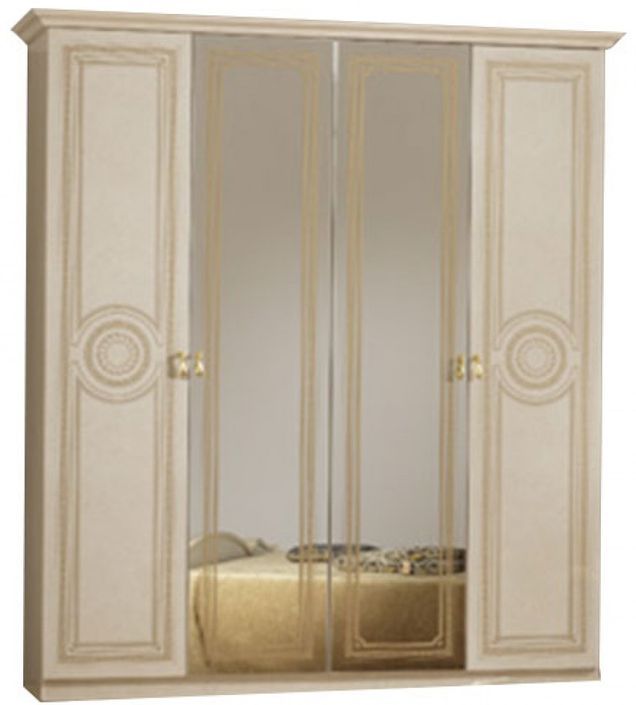 Chambre complète 6 pièces avec lit capitonné bois brillant beige Soraya 160 - Photo n°2