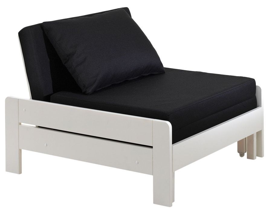 Chambre enfant 2 pièces lit et fauteuil transformable pin massif blanc Pino 140x200 cm - Photo n°5