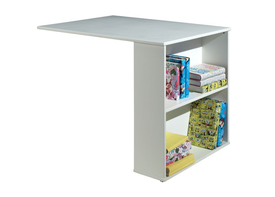 Chambre enfant 5 pièces lit bureau 2 commodes et étagère pin massif blanc Pino 90x200 cm - Photo n°3