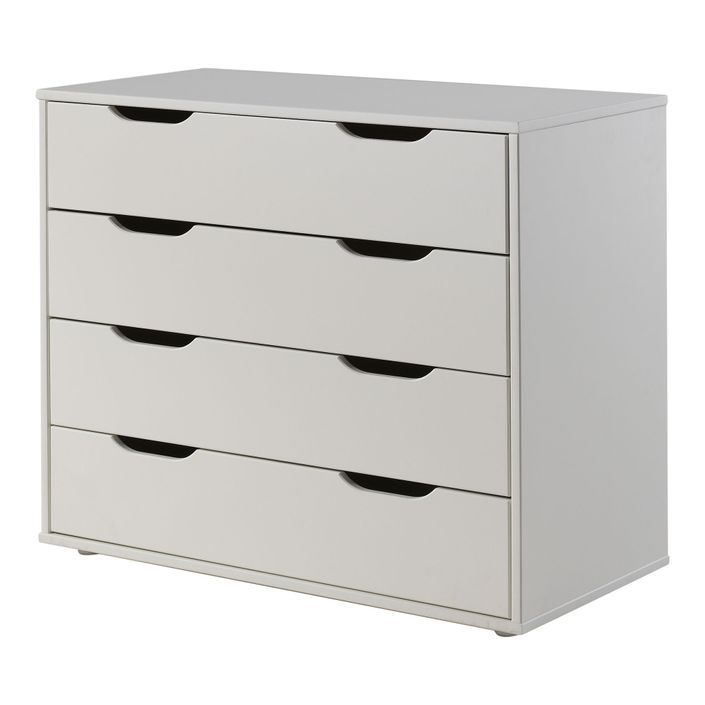 Chambre enfant 5 pièces lit bureau 2 commodes et étagère pin massif blanc Pino 90x200 cm - Photo n°5