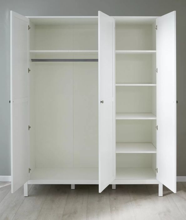 Chambre enfant Leone lit 90x200 cm avec chevet et armoire et bureau mélaminé blanc - Photo n°8