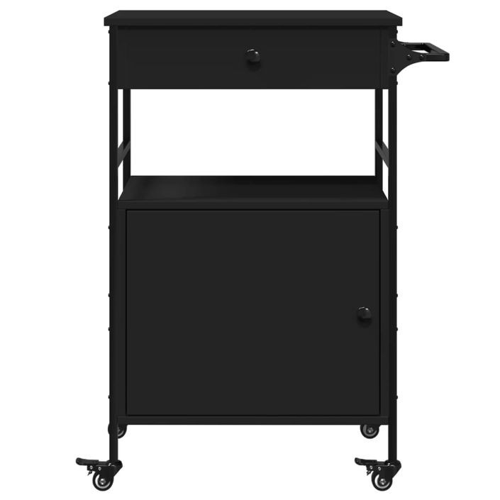 Chariot de cuisine noir 56x43x89,5 cm bois d'ingénierie - Photo n°9
