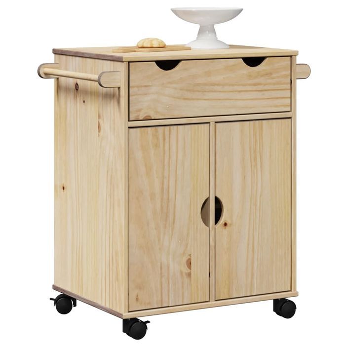 Chariot de cuisine OTTA 71x45x80 cm bois massif de pin - Photo n°1