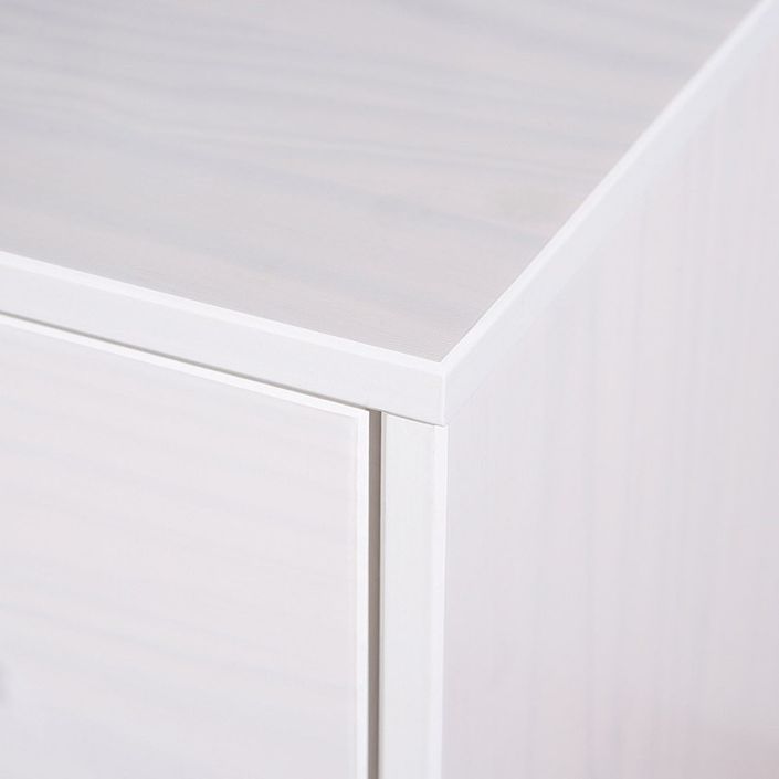 Chevet 1 tiroir 1 niche pin massif vernis blanc Softa - Photo n°4