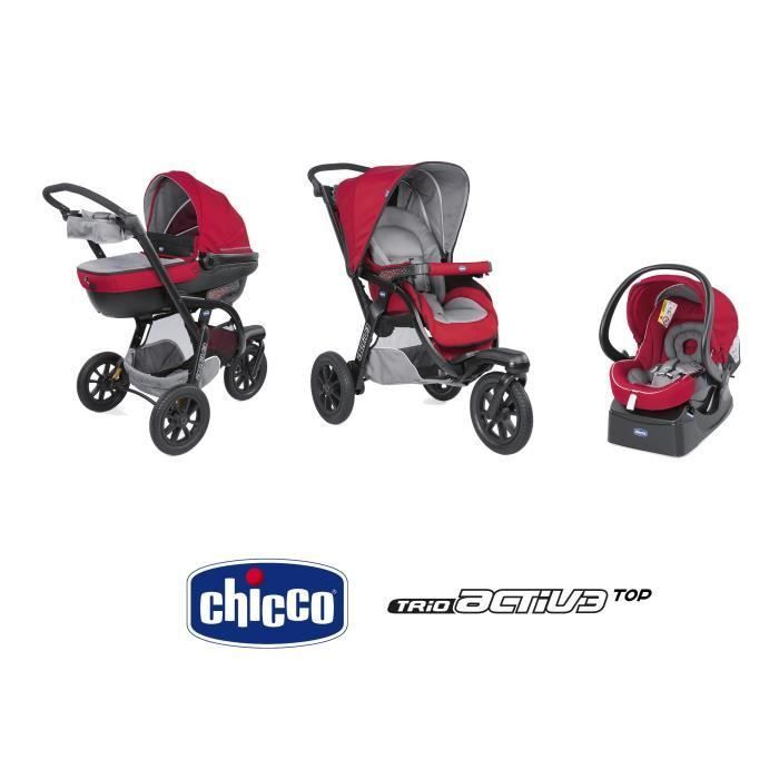 CHICCO Poussette combinee 3 en 1 TRIO Activ3 Top Red berry LesTendances