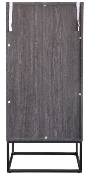 Chiffonnier 4 tiroirs bois laqué gris foncé et métal noir Logan - Photo n°6