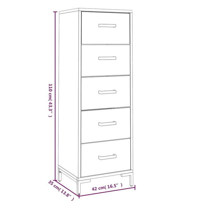 Chiffonnier 42x35x110 cm Bois de pin massif - Photo n°6