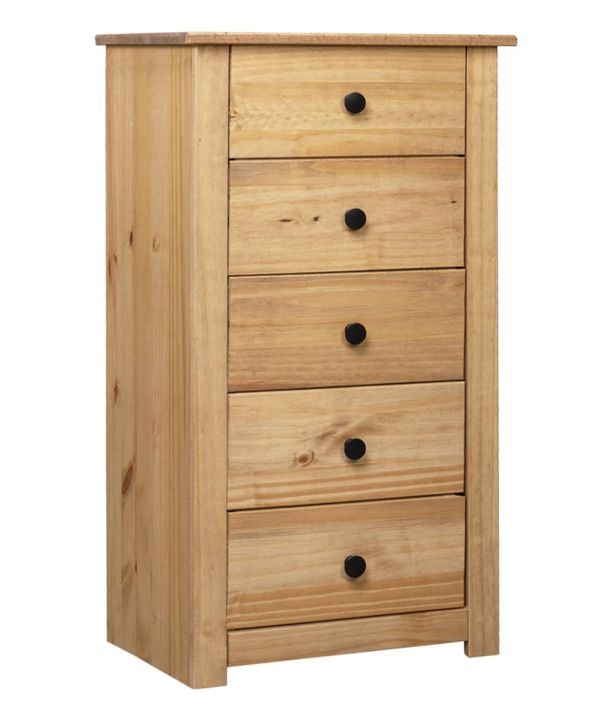 Chiffonnier 5 tiroirs en bois de pin massif Autika 46 cm – Élégance rustique et praticité - Photo n°7