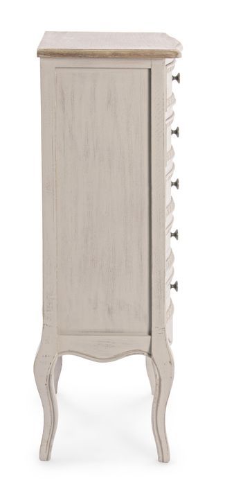 Chiffonnier en bois de paulownia blanc 5 tiroirs Jara 48 cm - Photo n°6
