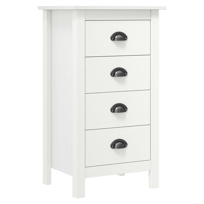 Chiffonnier Hill Range Blanc 46x35x80 cm Bois de pin solide - Photo n°2