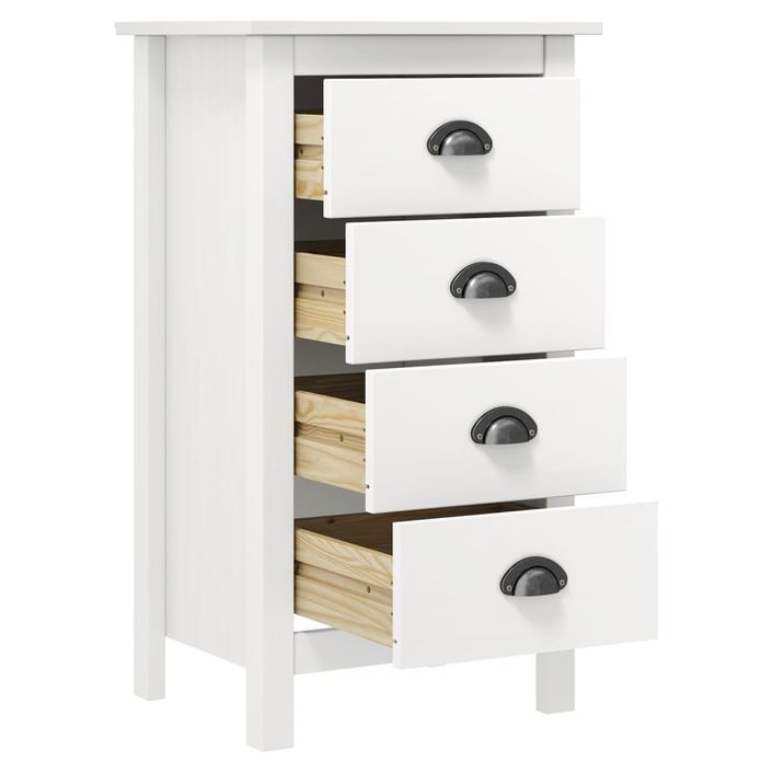 Chiffonnier Hill Range Blanc 46x35x80 cm Bois de pin solide - Photo n°4