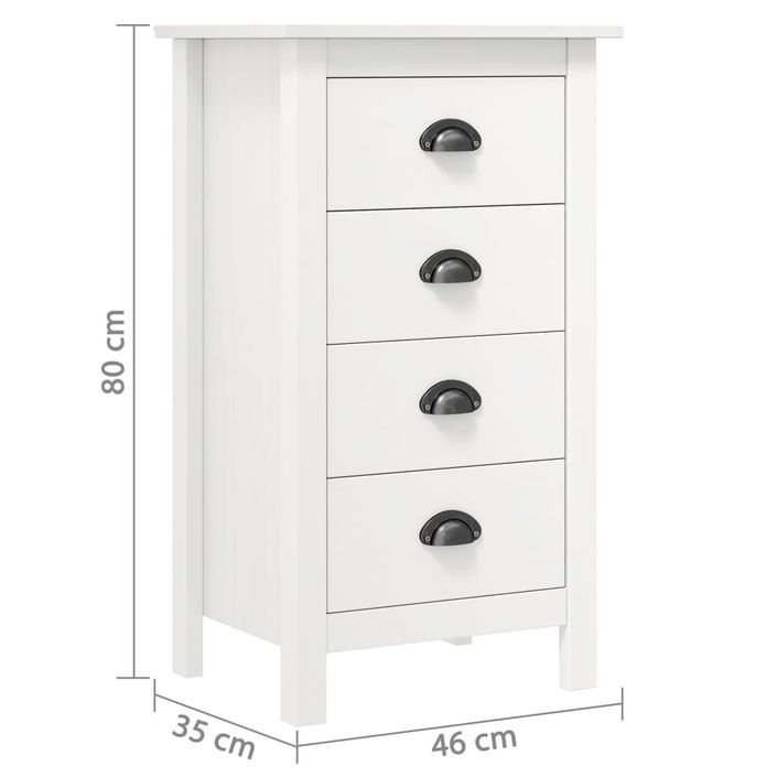 Chiffonnier Hill Range Blanc 46x35x80 cm Bois de pin solide - Photo n°7