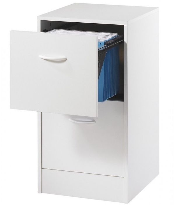 Classeur 2 tiroirs dossiers suspendus blanc Office H77 cm - Photo n°1